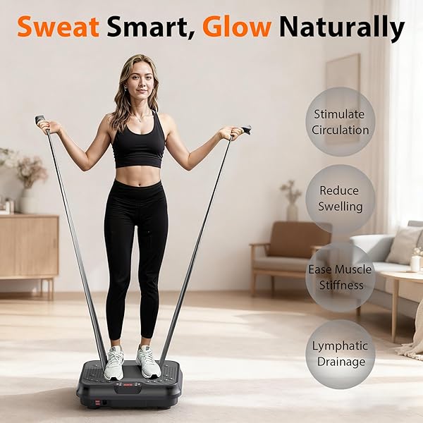 VIBRATION PLATE EXERCISE MACHINE FOR LYMPHATIC DRAINAGE,POWER VIBRATE STAND SHAKE BOARD 400 LBS CAPACITY FITNESS PLATFORM WITH FITNESS RESISTANCE BANDS WEIGHT LOSS GIFTS FOR WOMEN MEN
