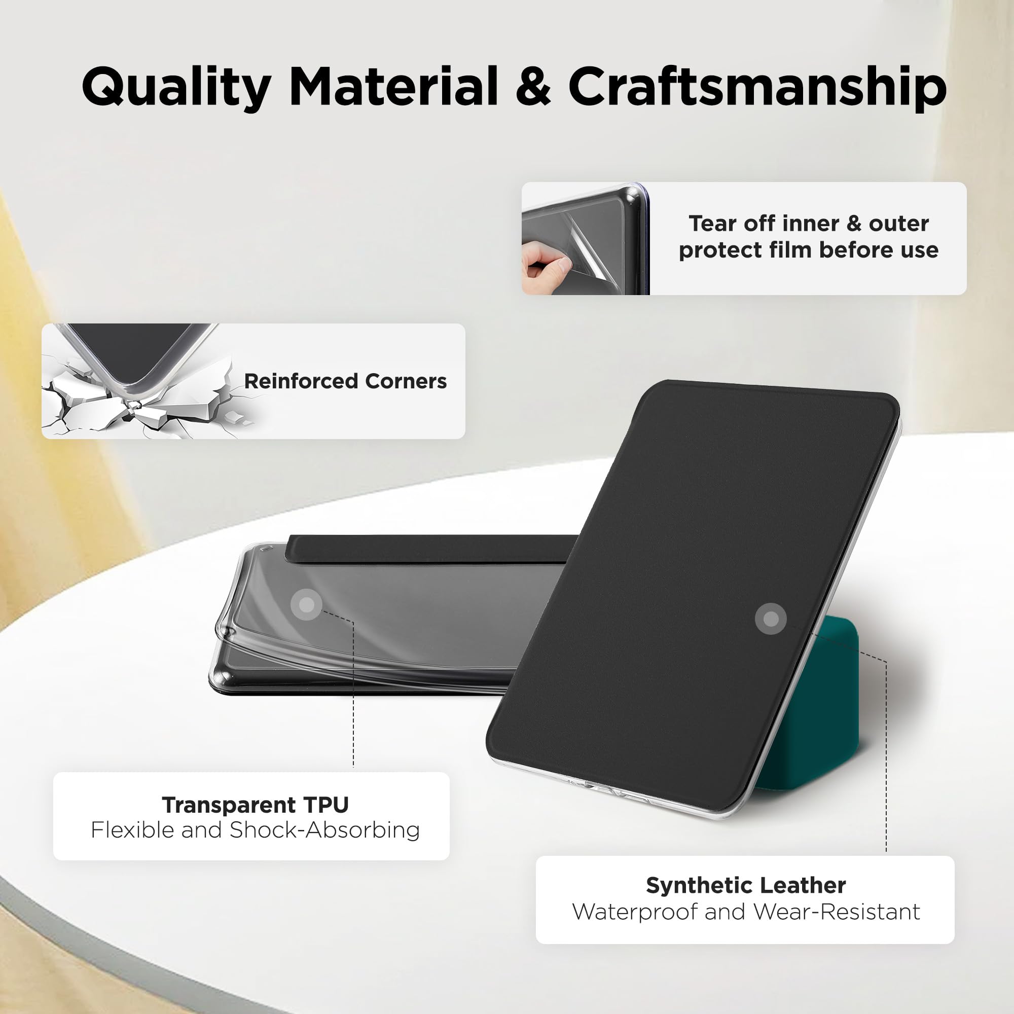 SESENSE Detachable Magnetic Case for Kindle Paperwhite 12th Gen 2024 | 7-inch | for Kindle Colorsoft Signature Edition | Slim PU Shell Cover | Auto Wake/Sleep | Black