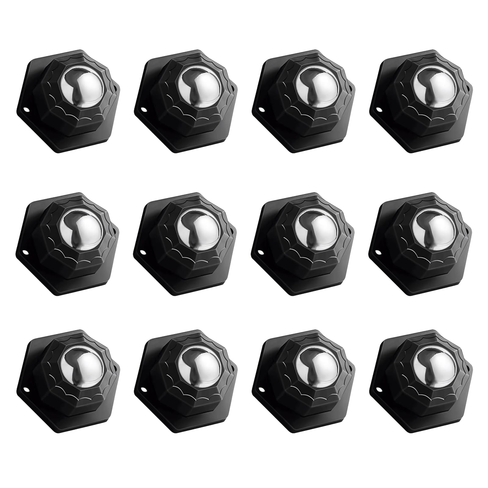 Photo 1 of 12 Pack Heavy-Duty Self-Adhesive Swivel Caster Wheels for Furniture, Storage Bins, Cabinets & Appliances - 1 Inch Low Profile Universal Wheels, 30LB Capacity Each (12)