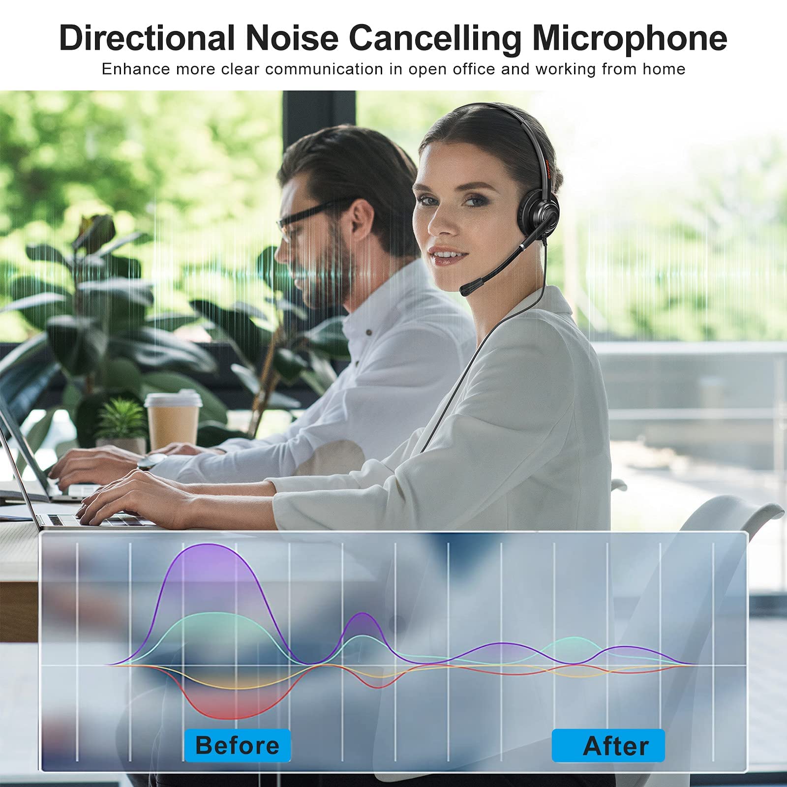 Computer Headset Telework Mua EMAIKER Black USB Headset with Microphone for PC, Computer ...