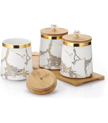 Amazon.com: 8 Piece Ceramic Canister Jar Set with a Stand