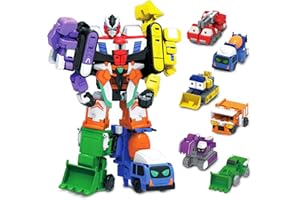 Wenbeier Construction Vehicles Robot Toys for Kids-Easy Assembly Function Building Toys Crane Truck Excavator Bulldozer for Boys &Girls Ages 6+ (6 in 1)