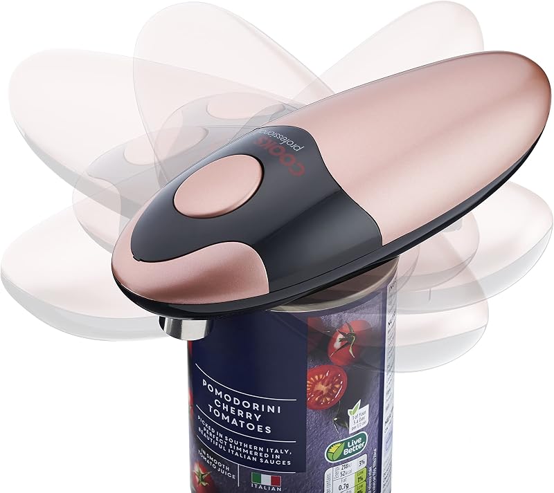 Cooks Professional Electric Can Opener Copper Black One Touch Cordless