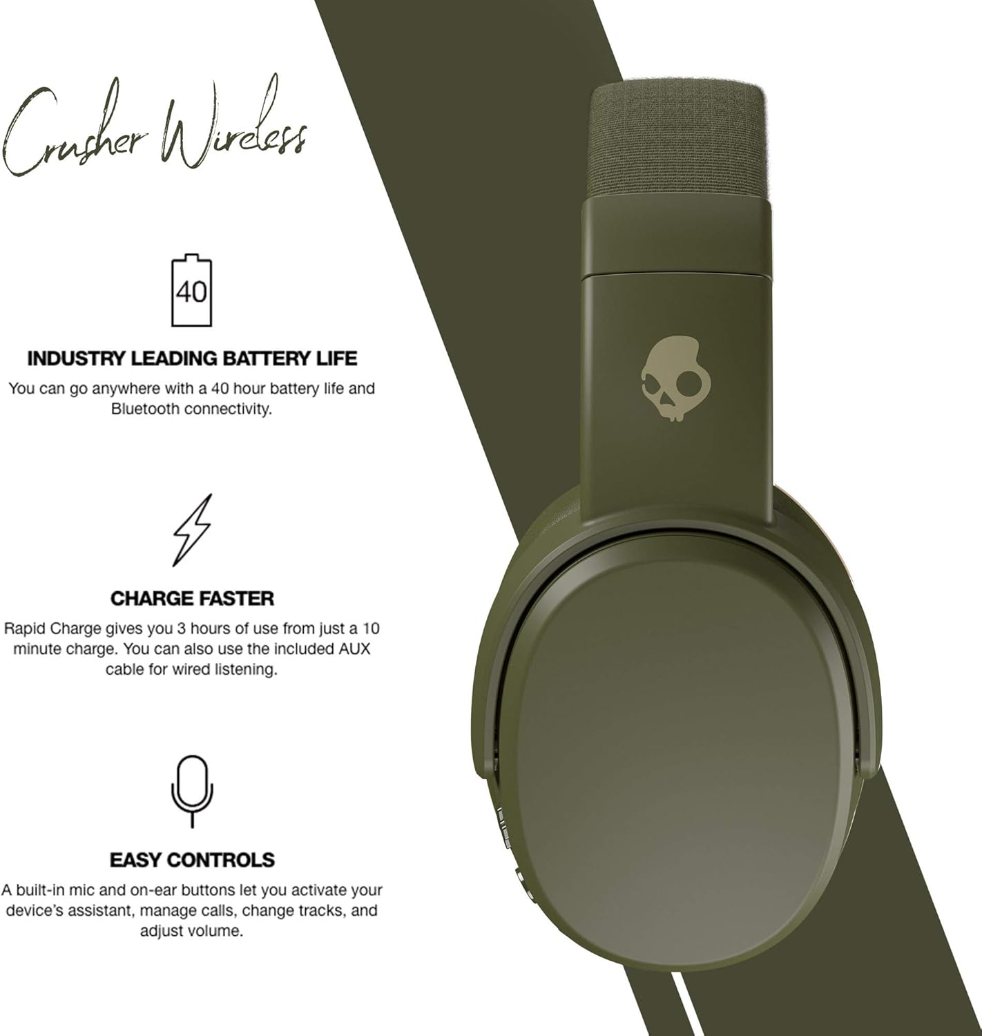 Skullcandy Crusher Wireless Over-Ear Headphone - Gray/Tan: Electronics