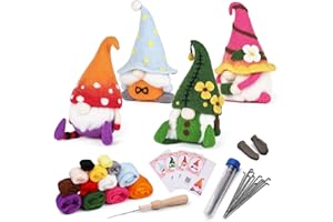 Hssugi Needle Felting Kits for Beginners, 4PCS Christmas Needle Felting Kit with Felting Needles, Felting Wool, Detailed Instructions for Adults Beginner Supplies DIY Crafts