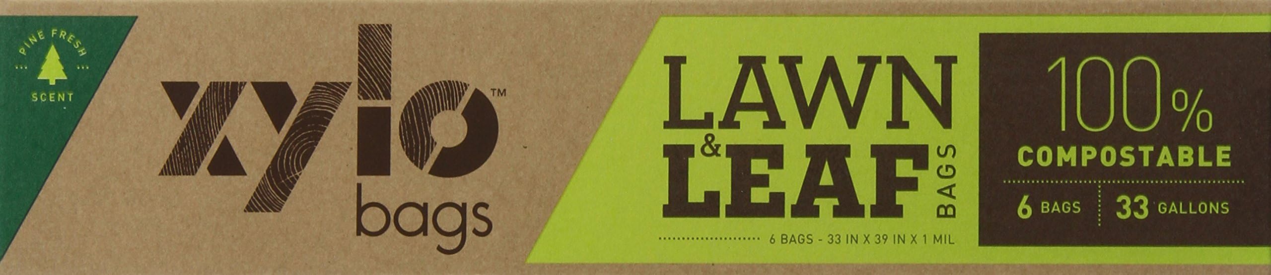 Xylobags Compostable Lawn and Leaf Bags 33 Gallon, Brown, Fresh Pine, 6 Count