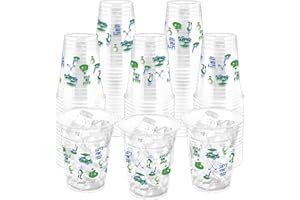 ZCPTZ 100Pcs Masters Golf Ball Plastic Party Cups, 12oz Blue Green Golf Disposable Clear Cups for Home Sports Party Decoratio