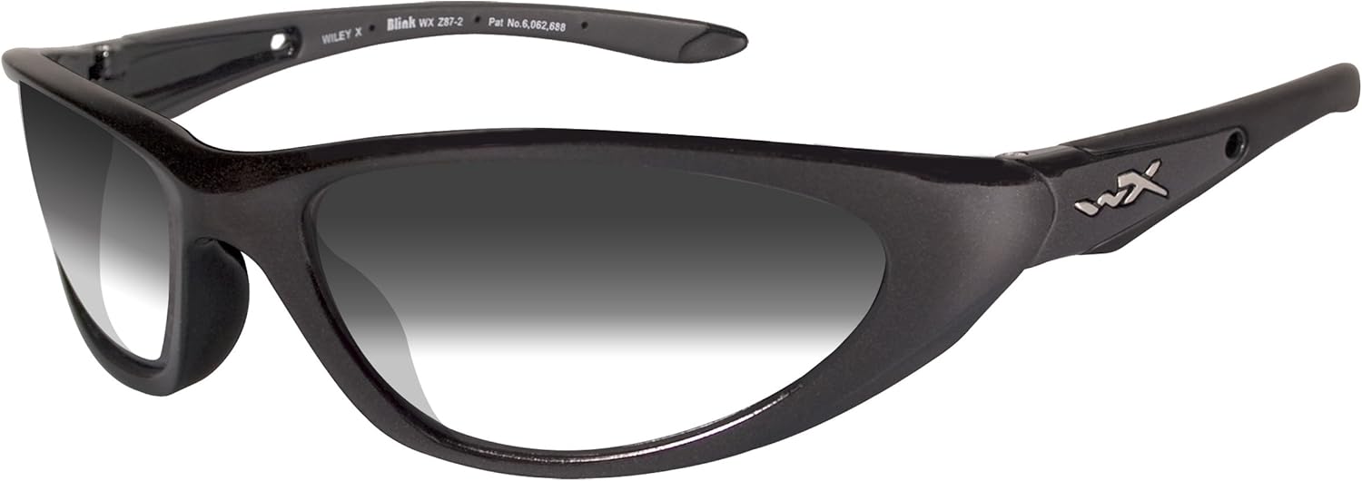 Wiley X Blink Sunglasses, Light Adjusting Smoke Grey, Metallic Black