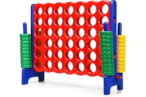 ARLIME Giant 4 in a Row Connect Game, 47'' Jumbo 4-to-Score Toy Set W/Quick-Release Lever, Build-in Ring, Jumbo Sized for Kids & Adults, Oversized Floor Activity for Indoor & Outdoor Play
