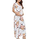 Xpenyo Maternity Maxi Dress Women Casual Wrap Long Baby Shower Pregnancy Dresses