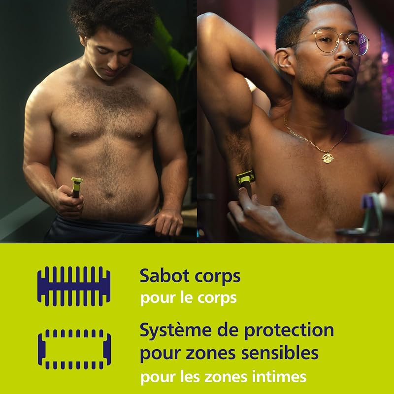 OneBlade 360 avec connectivité Authentique Visage + Corps, Rasoir électrique, Tondeuse à Barbe, Technologie de Lame 360, 1 Lame 360, 1 Sabot réglable 5 en 1, 1 kit Corps, QP4631/65