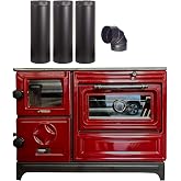 Colorful Cast Iron Wood Stove Pipe Set | 3 Straight Pipes + 1 Elbow Pipe | Durable Cast Iron Construction | Compatible with Wood Burning Stoves | Village House Cabin Stove Accessory