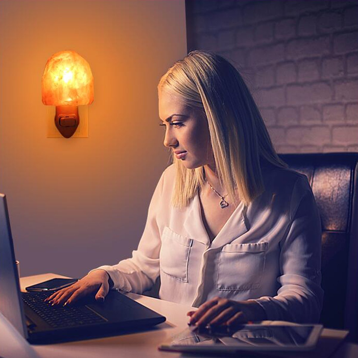 Haraqi Himalayan Salt Lamp Night Light Hand Carved Wall light with UL Approval Listed Plug for Living Dining Bed Room and Office (Natural-shaped two pack)