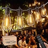 RTTY 100FT Outdoor String Lights with Remote, Led