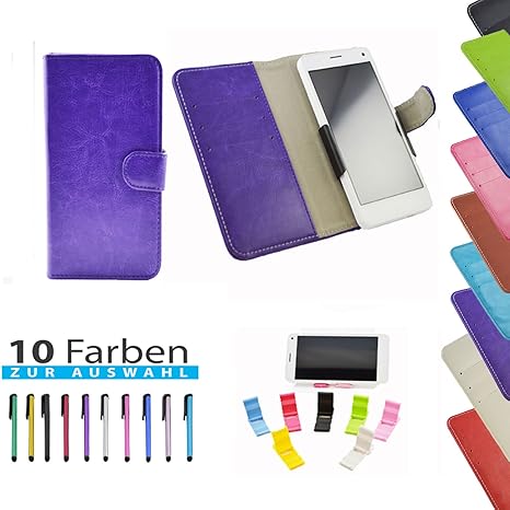 5 in 1 set Slide Tasche Hülle Case Cover Schutz Cover Etui Violett für Alcatel One Touch Pop Star 5070D