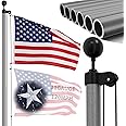 FFILY Heavy Duty 25 FT Flag Pole, 13 Gauge Extra Thick Aluminum Flagpole Kit with Embroidered Stars 3x5 American Flag for Outside House In Ground, 80MPH Wind Tested