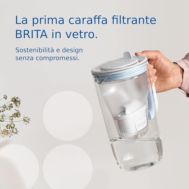 Caraffa filtrante vetro (2.5L) incl. 1x filtro BRITA MAXTRA PRO All-in-1 che riduce cloro, calcare e PFAS - Caraffa premium