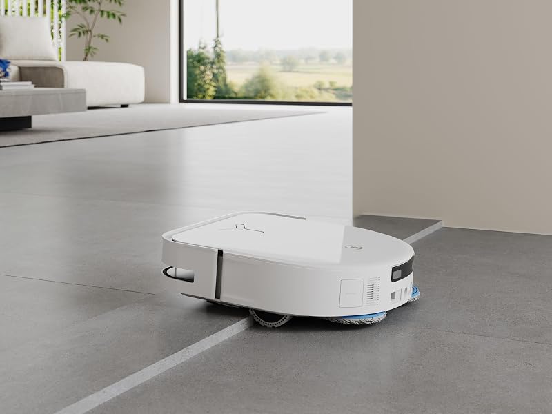 ECOVACS DEEBOT X5 Omni Robot Vacuum com estação tudo-em-um, 12800 Pa, ZeroTangle, TruEdge™ Adaptive Edge Mopping, esfregando com água quente a 70 °C
