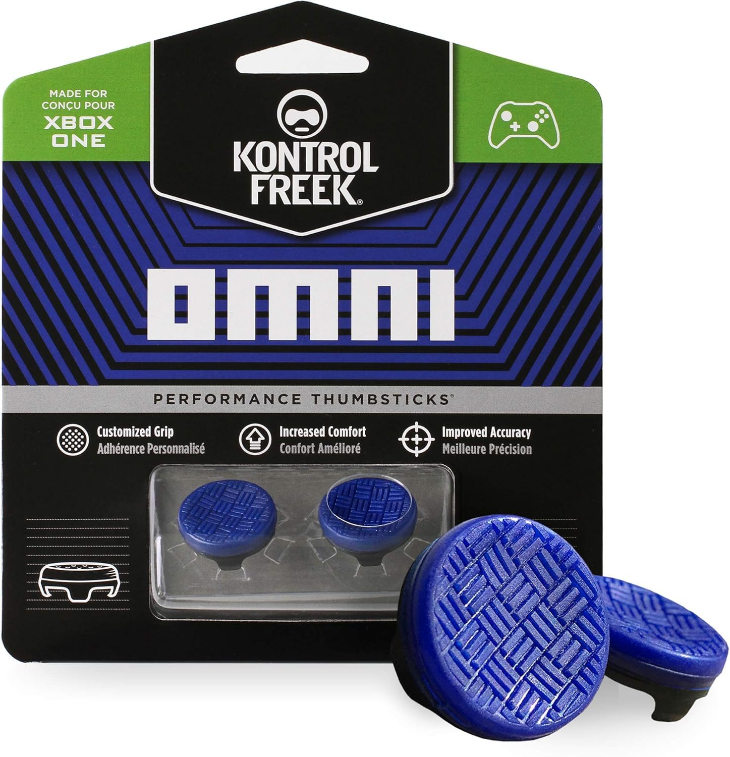 KontrolFreek Omni Xbox Thumb Grips | 2 Low-Rise Concave Controller Grips for Xbox Series X|S & Xbox One Controller | Enhanced Grip for All Game Genres | Blue