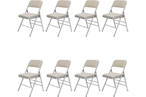 susici 8 Pack Grey Folding Chairs with Fabric Padded Cushion, Fabric Dining Chair Set Portable Indoor Outdoor Stackable Folding Chair for Home Office Events Wedding Party