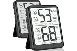 Antonki 2-Pack Room Thermometer, Digital Small Hygrometer Indoor Thermometer Humidity Gauge, Temperature Humidity Meter with Max/Min Record Monitor Sensor for Home, Plants - Battery Included