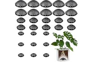 SNOWTING 30 PCS Flower Pot Hole Mesh Pad, 3 Assorted Sizes Semi-Arc Plastic Planter Bottom Drainage Mats for Bonsai Plant, Succulents, Potting, Breathable Gasket Prevent Clogging and Soil Loss, Black