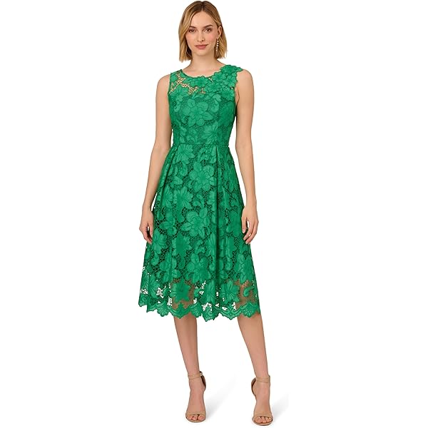 Amazon.com: Adrianna Papell Women's Lace Midi Dress, Botanic Green, 6 :  Clothing, Shoes & Jewelry