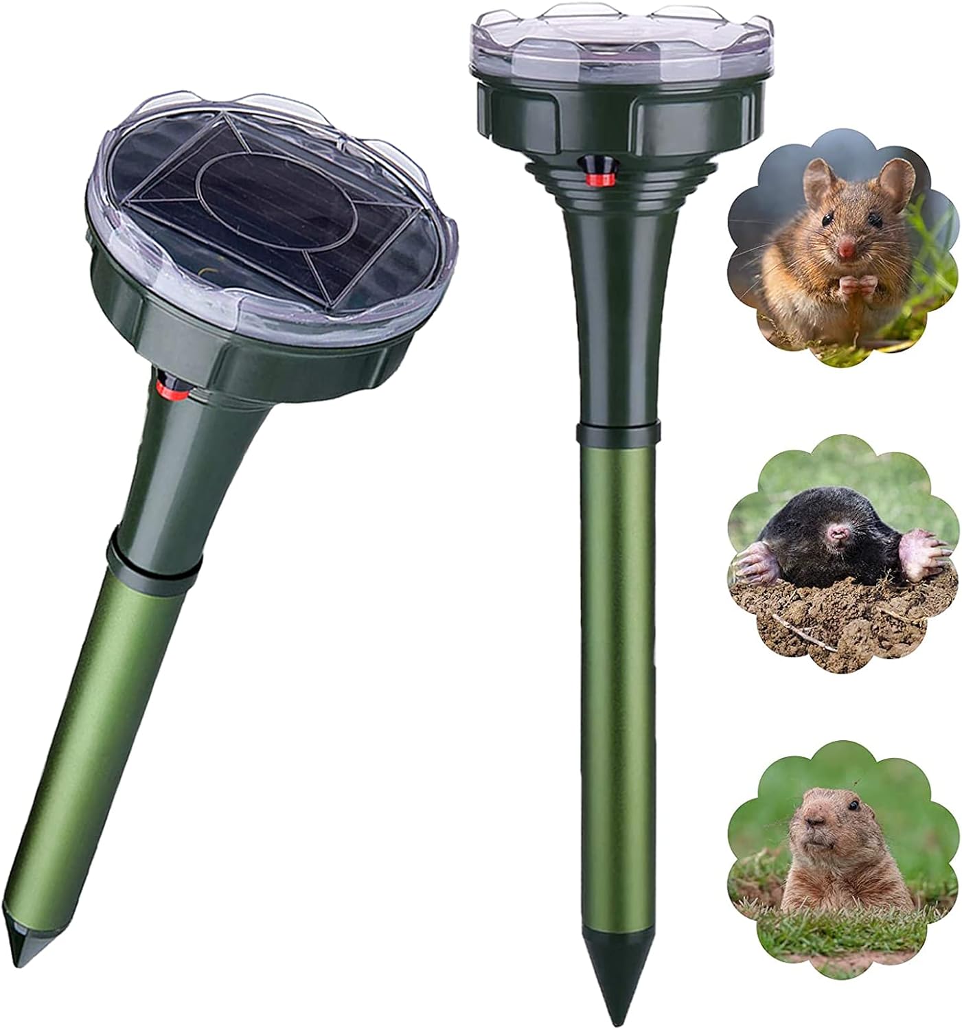 NAIYO Solar mole repellent, Solar snake Repellent for Outdoor, solar squirrel repellent sonic device Ultrasonic Gopher Repellent for Garden & Yard, Snake Gopher Spikes Chaser Pest Control : Garden & Outdoor