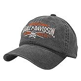 Harley-Davidson Men's Villain Adjustable Slide Baseball Cap - Washed Black