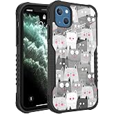 FJyuanqi Compatible with iPhone 15 Case for Men Women, Funny Grey Cats Design Heavy Duty Anti Slip Shockproof Hard PC Backplane Soft TPU Prevention Protective Case for iPhone 15