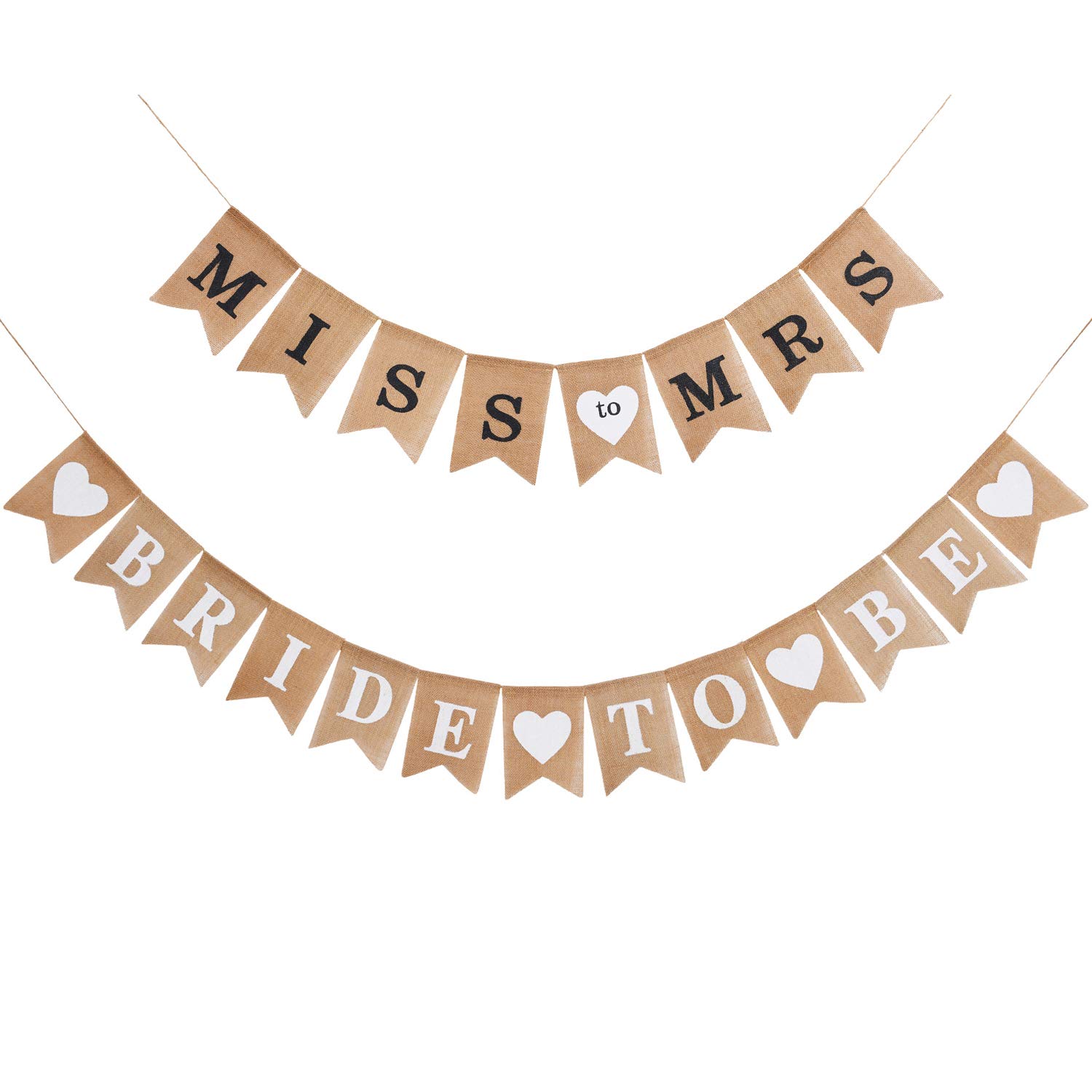 Photo 1 of 2 Pieces Bride to Be Banner Bride Sign Burlap Banner Bridal Shower Decorations Rustic Bunting Garland for Party Decorations Supplies (Black, White)