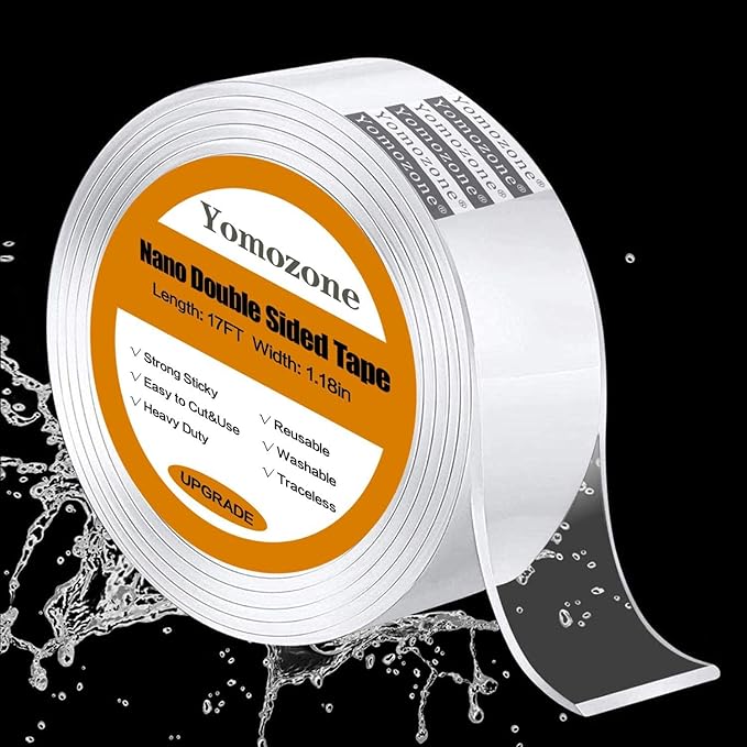 Double Sided Sticky Tape, Nano Reusable Adhesive Tape Heavy Duty Traceless Transparent Washable