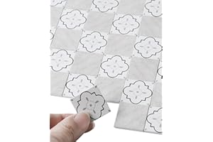 iLAND 115pcs Double-Sided Dollhouse Floor Tiles (French White Floral & Grey Marble) - 1:12 or 1:6 Scale - Traditional/Elegant