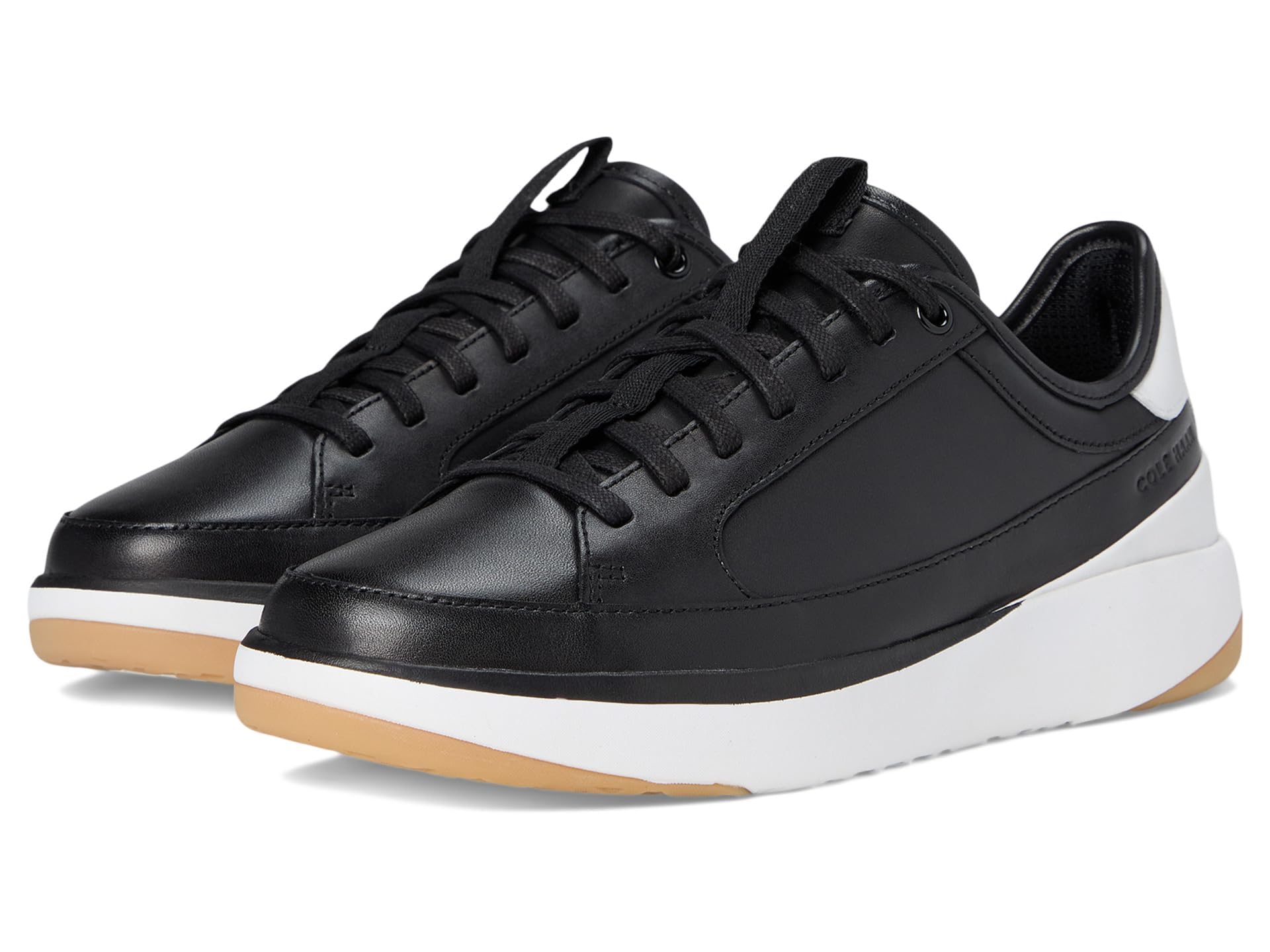 Cole Haan Women’s Grandpro All Day Leather Court Sneakers, Black/Optic White/Optic White, 8.5-B US