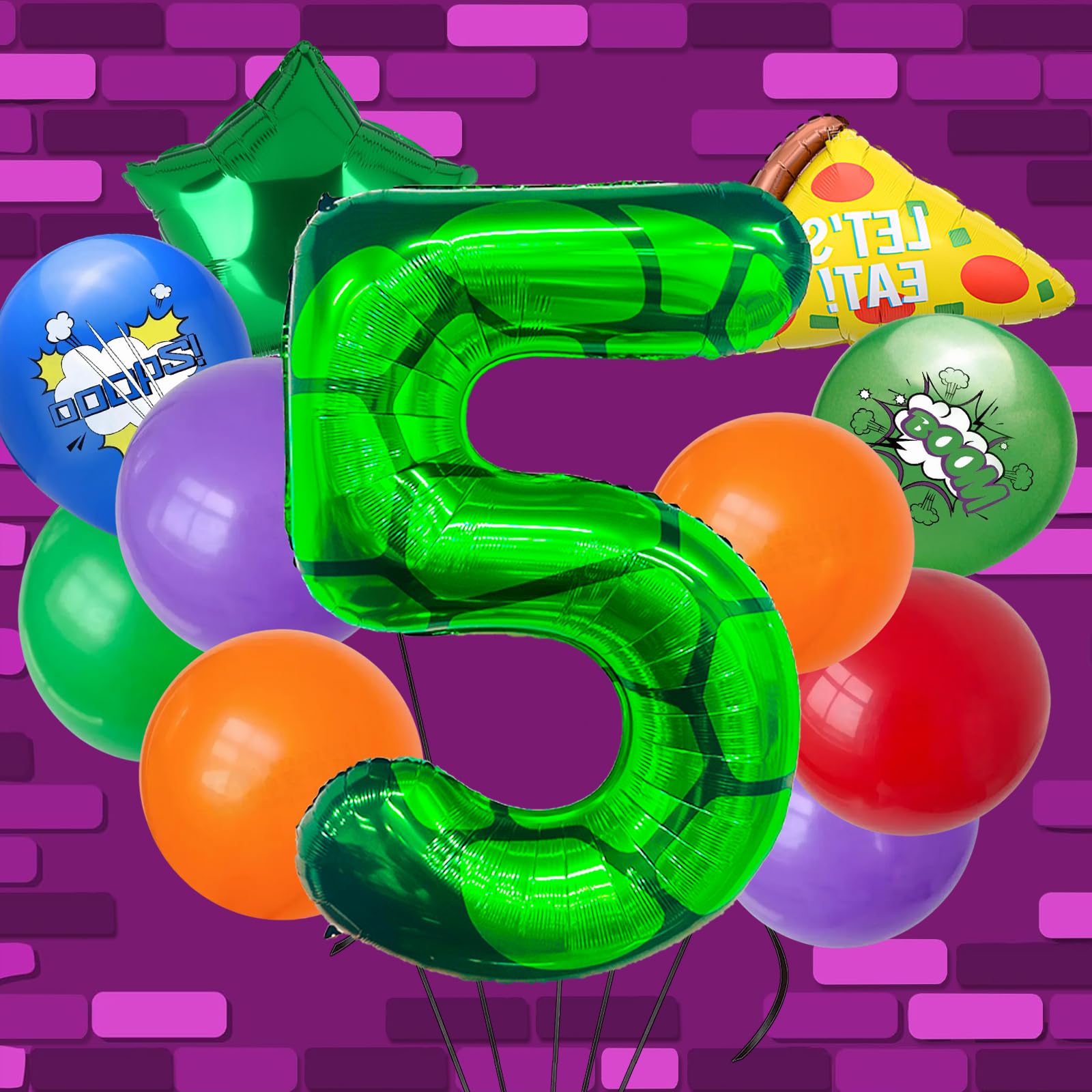 Photo 1 of 11Pcs Turtle Theme Birthday Decorations 40 Inch Number 5 Foil Balloons Super Green Turtle Themed Hero Large Mylar 5th Number Balloon Balloons Party Favors Red