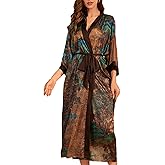 Algerc Women Silk Robe Satin Kimono Robes Japanese Style Nightwear - Lightweight & Breathable, Lounging & Relaxing - One Size