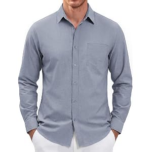 PJ PAUL JONES Mens Dress Shirts Casual Button Down Untucked Shirts for Men | Long Sleeve, Wrinkle Free, Business Casual, Ligh