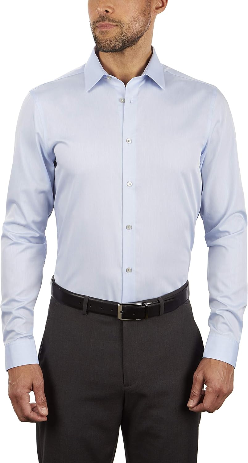 Calvin Klein Men's Dress Shirt Slim Fit Non-Iron Herringbone at  Men’s Clothing store