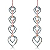 Crystal Teardrop Dangle Tassel Earrings for Women Wedding Earrings for Brides,Fancy Purple Green Cubic Zirconia Rhinestone Dangling Moon and Star Earrings for Prom Party