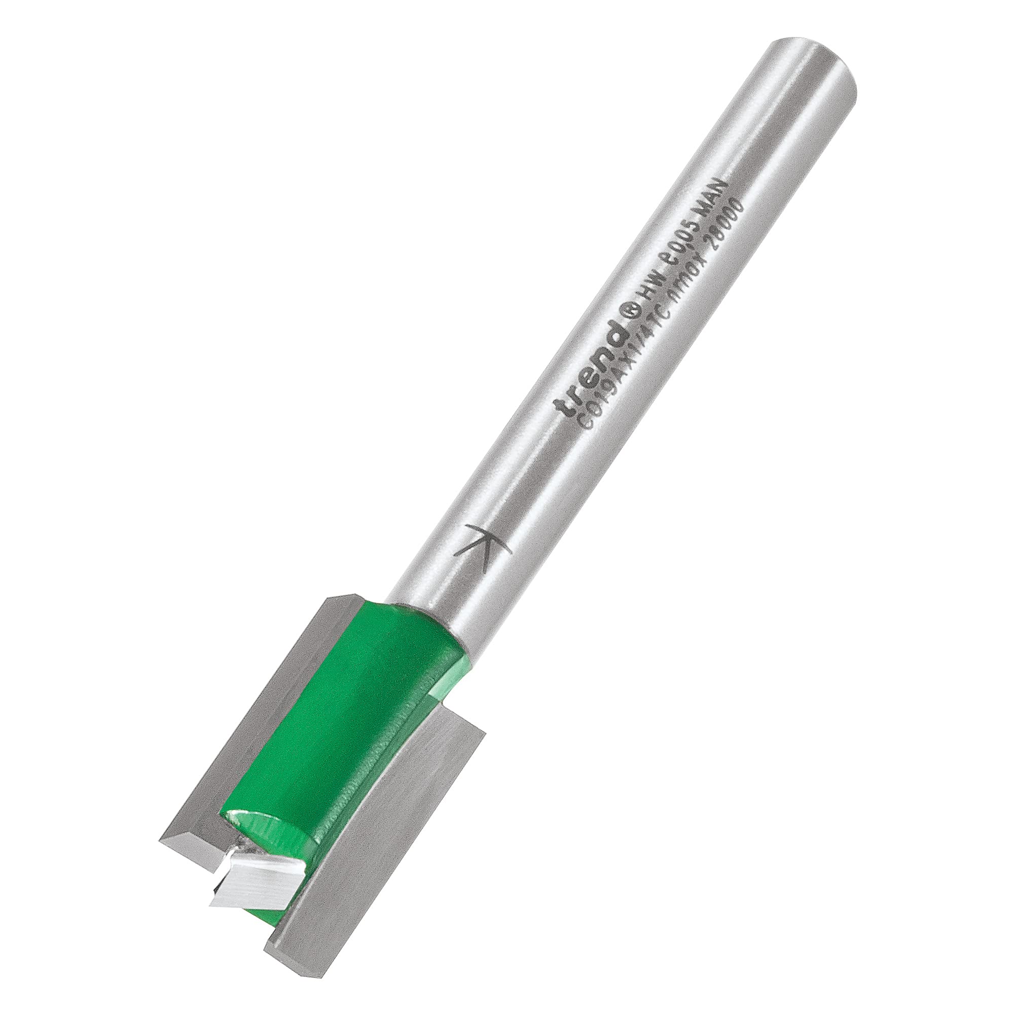 Trend CraftPro Straight Two Flute Router Cutter Bit, 1/4 Inch Shank, 12mm Cut Diameter & 19mm Cut Length, Tungsten Carbide Tipped, C019AX1/4TC, Silver — image 1