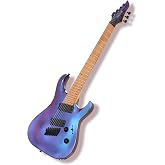 AKLOT Multi-Scale 7-String Electric Guitar: Roasted Maple Neck with String-Through Bridge Electric Guitars Kit with Okoume Body, HH Pickup, Gig Bag, Strap, Distortion Pedal, XRN-7 AD