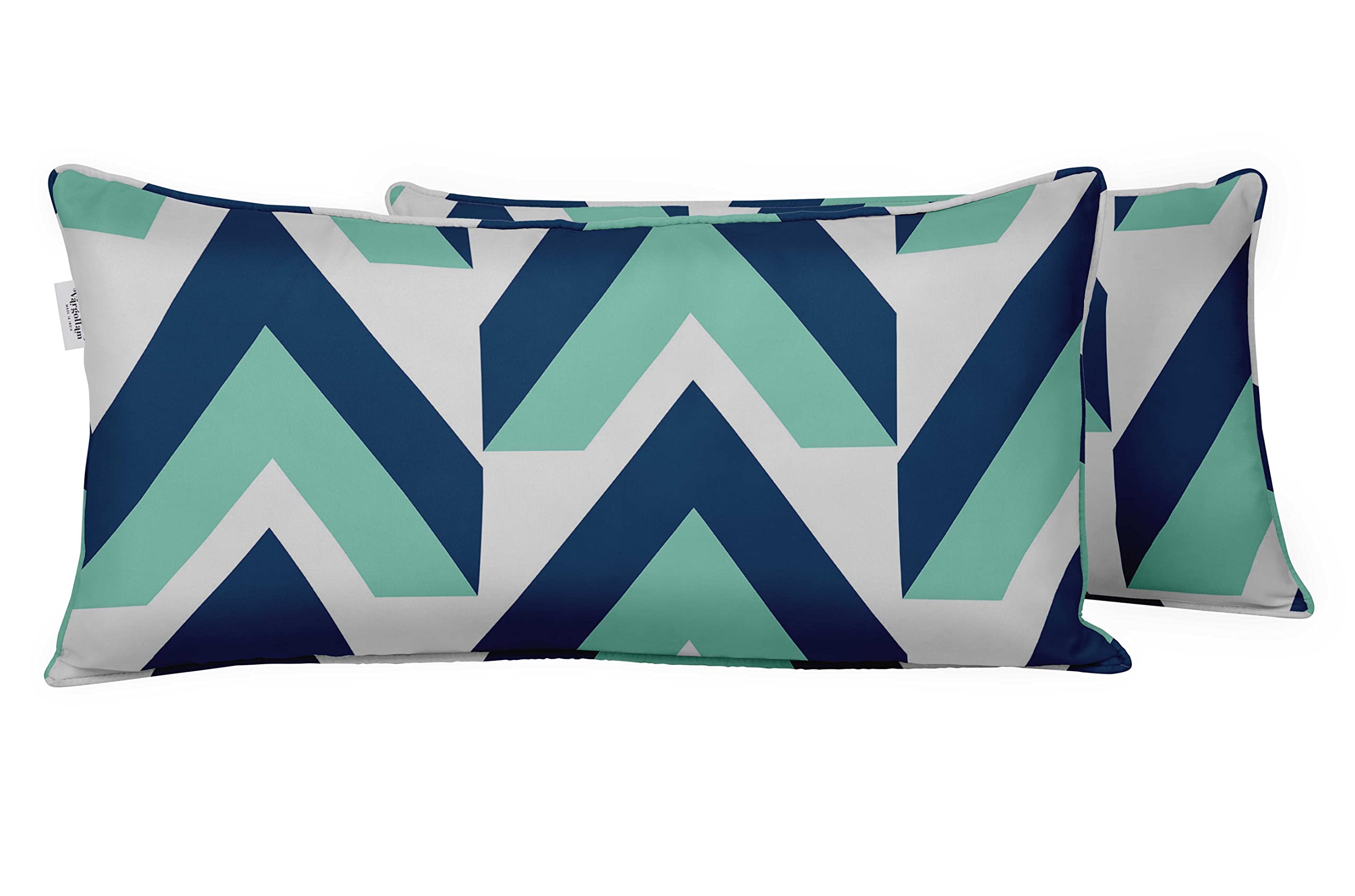 Vargottam Indoor/Outdoor Polyester Fabric Lumbar Pillow Cover, All-Weather Waterproof Rectangular Cushion Case for Patio Furniture, 16" x 24" Set of 2 - Abstracts-85