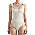SUUKSESS Women Sexy Square Neck Thong Bodysuit Backless Sleeveless Tank Tops