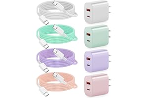 For iPhone 17 16 15 Charger Dual Port USB A/C Charger Block 20W Type-C Chargers with 6FT USB C to C Fast Charging Cable for i