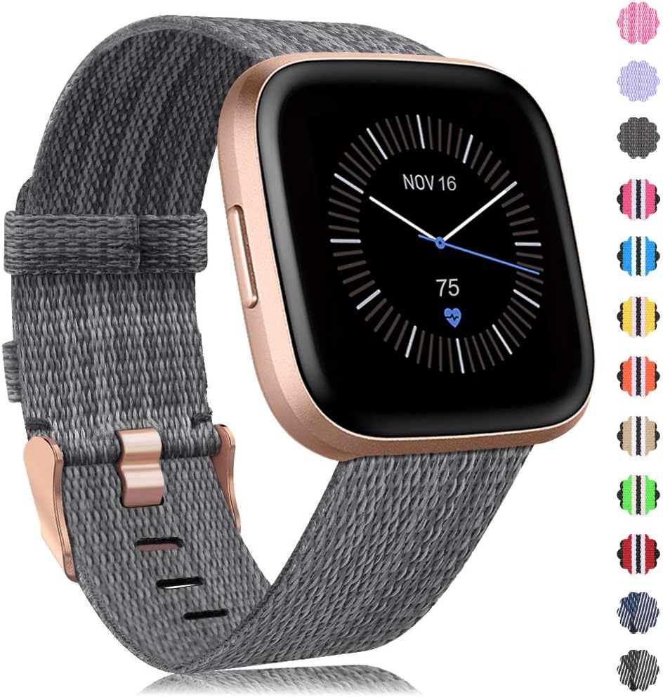 Findway Compatible with Fitbit Versa/Fitbit Versa 2/Fitbit Versa Lite, Breathable Woven Fabric Strap Adjustable Wristband for Women Men