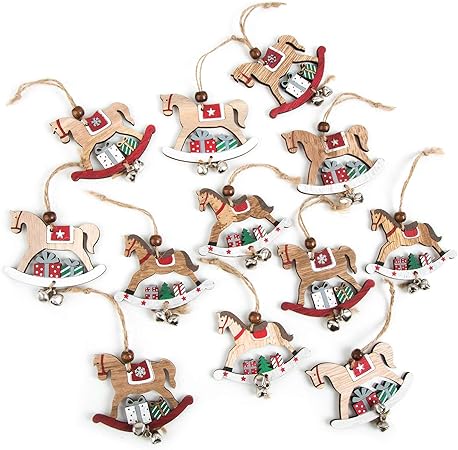 Vintage Immagini Natalizie Antiche.Logbuch Verlag 12 Ciondoli Natalizi Legno Marrone Cavallo A Dondolo Pacchi Regalo Natale Glitter Vintage Antico Addobbi Albero Amazon It Casa E Cucina