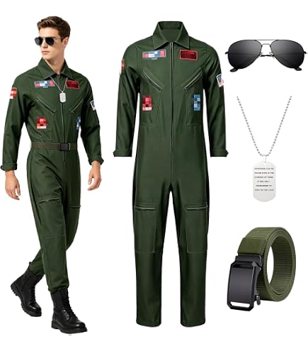 Amazon.com: Deluxe Top Gun Flight Suit Costume for Men - Adult