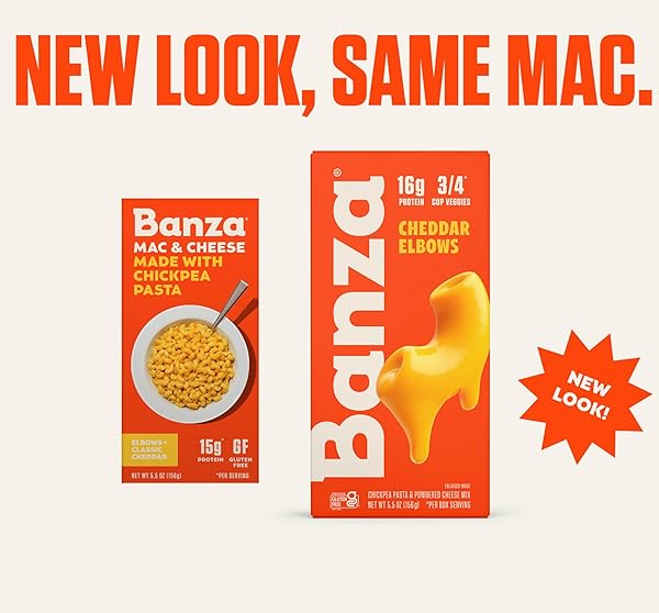 BANZA DELUXE ELBOWS MAC AND CHEESE WITH CREAMY CHEDDAR – HIGH PROTEIN, GLUTEN FREE, AND LOWER CARB DELUXE PROTEIN MAC AND CHEESE 11.0OZ