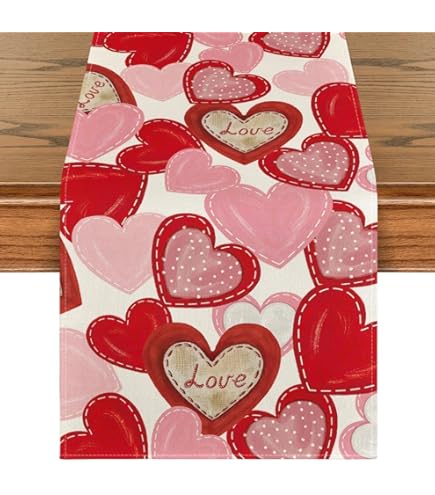 Camino De Mesa Para El Día De San Valentín, Decoración De Mesa De Celosía De Corazón De Amor Rojo, Lino De Algodón Para Boda, Granja, Cocina, Comedor, Fiesta De Vacaciones, Decoración