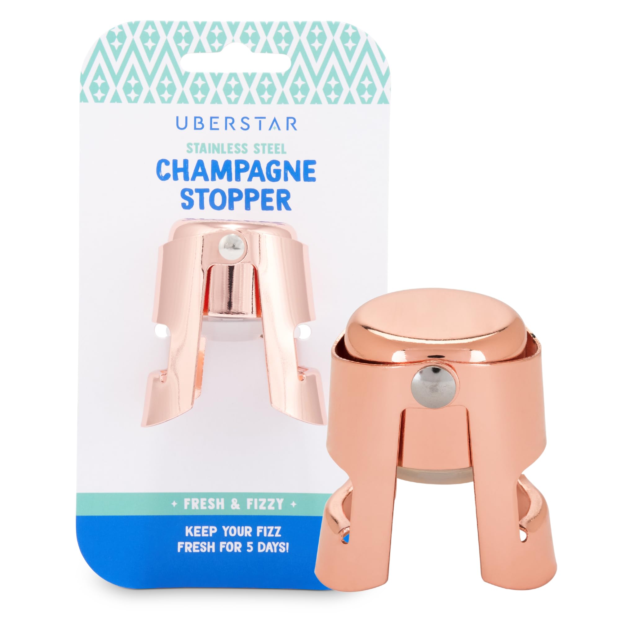 Champagne Stopper Rose Gold/Wine and Champagne Saver for Bottles/Perfect for Prosecco, Cava and Sparkling Wine